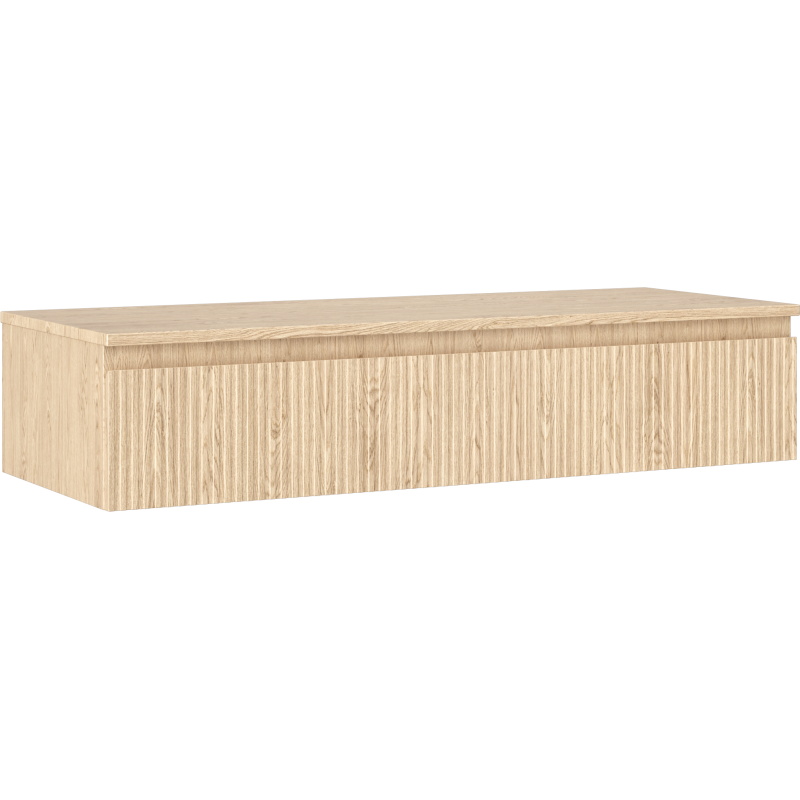 Mexen Rivel szafka łazienkowa podumywalkowa 120 cm z blatem, 1 szuflada, ryflowana , dąb - 91A20-12023-1-BFC81