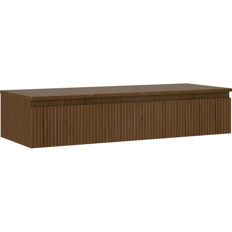 Mexen Rivel szafka łazienkowa podumywalkowa 120 cm z blatem, 1 szuflada, ryflowana , orzech - 91A20-12023-1-BFC86