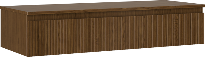 Mexen Rivel szafka łazienkowa podumywalkowa 120 cm z blatem, 1 szuflada, ryflowana , orzech - 91A20-12023-1-BFC86