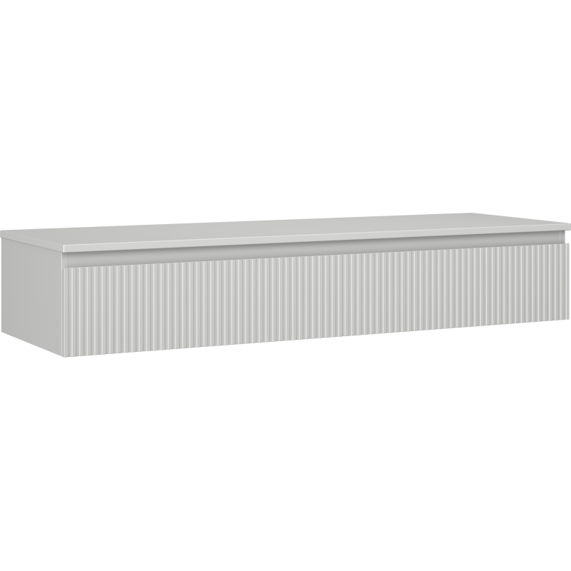 Mexen Rivel szafka łazienkowa podumywalkowa 140 cm z blatem, 1 szuflada, ryflowana , szara mat - 91A20-14023-1-BFC62