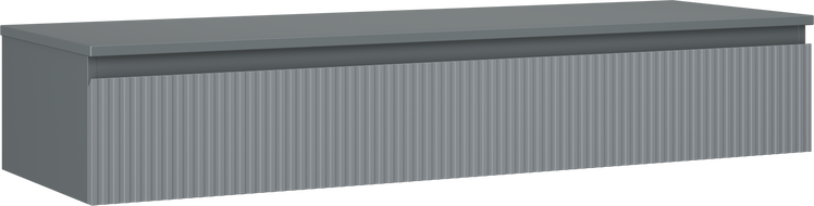 Mexen Rivel szafka łazienkowa podumywalkowa 140 cm z blatem, 1 szuflada, ryflowana , grafit mat - 91A20-14023-1-BFC66
