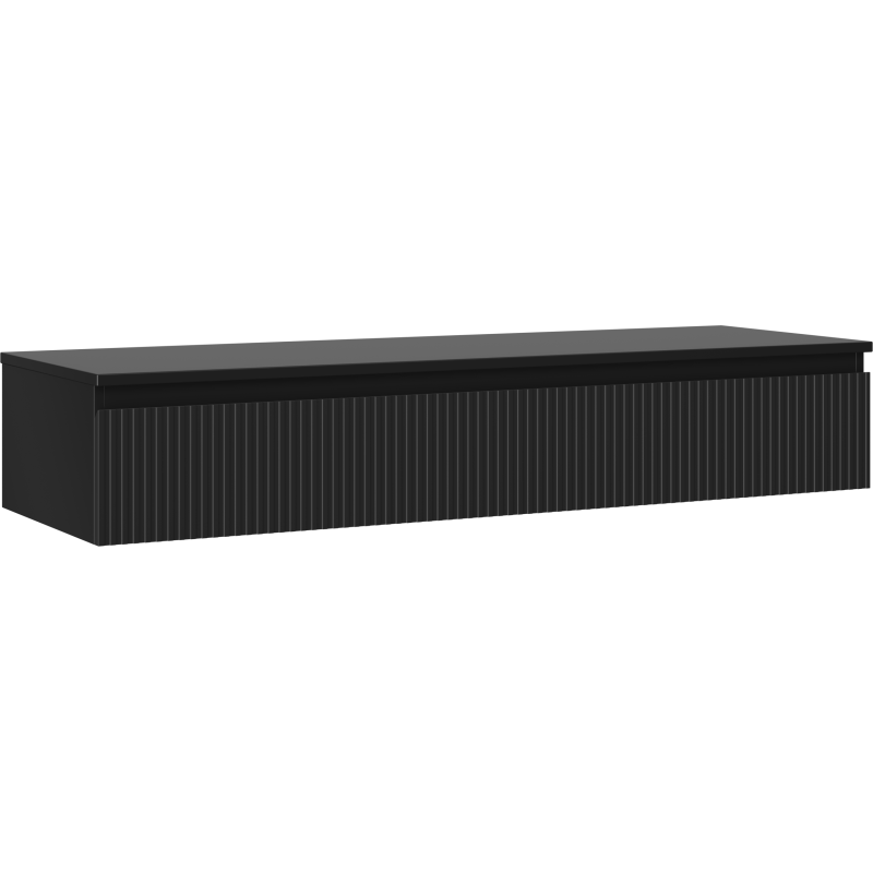 Mexen Rivel szafka łazienkowa podumywalkowa 140 cm z blatem, 1 szuflada, ryflowana , czarna mat - 91A20-14023-1-BFC71