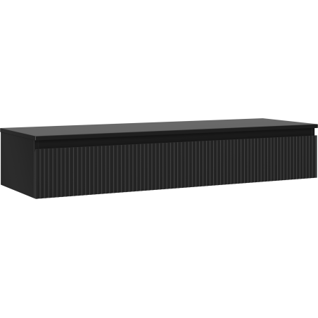 Mexen Rivel szafka łazienkowa podumywalkowa 140 cm z blatem, 1 szuflada, ryflowana , czarna mat - 91A20-14023-1-BFC71