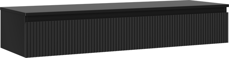 Mexen Rivel szafka łazienkowa podumywalkowa 140 cm z blatem, 1 szuflada, ryflowana , czarna mat - 91A20-14023-1-BFC71