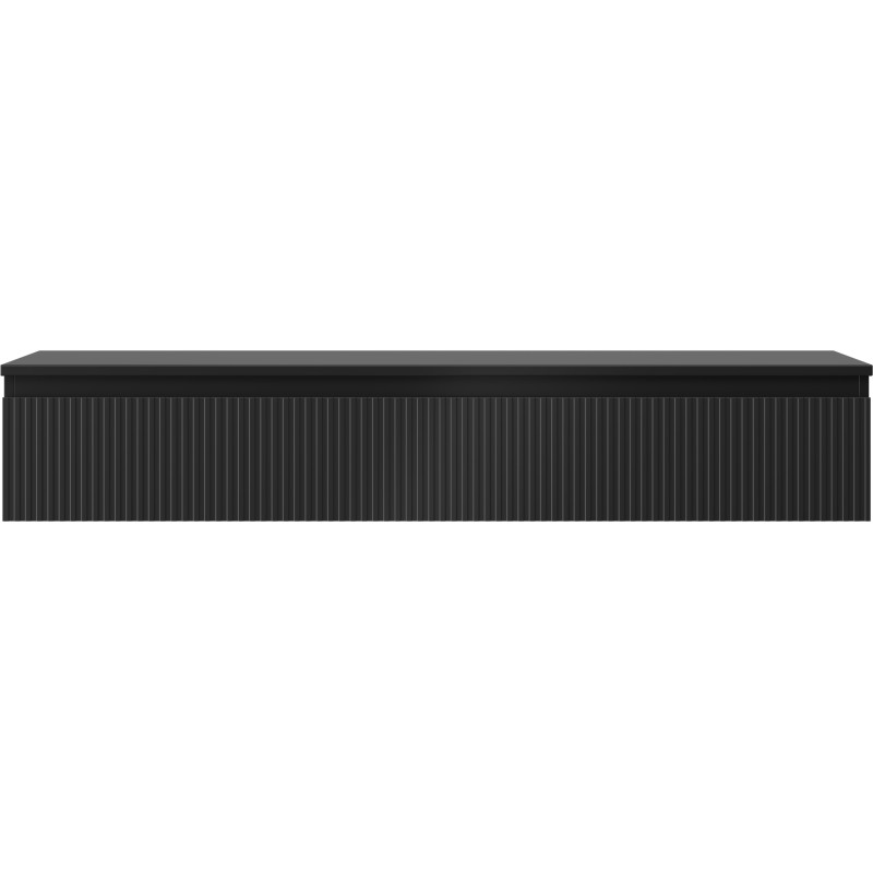 Mexen Rivel szafka łazienkowa podumywalkowa 140 cm z blatem, 1 szuflada, ryflowana , czarna mat - 91A20-14023-1-BFC71