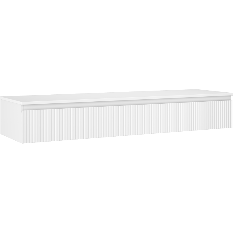 Mexen Rivel szafka łazienkowa podumywalkowa 160 cm z blatem, 1 szuflada, ryflowana , biała mat - 91A20-16023-1-BFC01