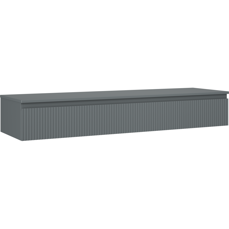 Mexen Rivel szafka łazienkowa podumywalkowa 160 cm z blatem, 1 szuflada, ryflowana , grafit mat - 91A20-16023-1-BFC66