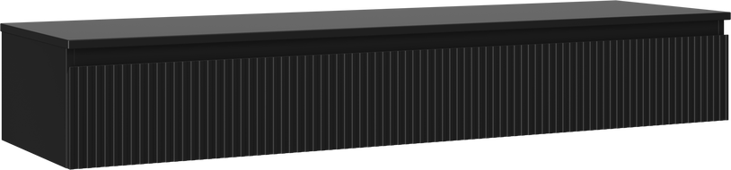 Mexen Rivel szafka łazienkowa podumywalkowa 160 cm z blatem, 1 szuflada, ryflowana , czarna mat - 91A20-16023-1-BFC71