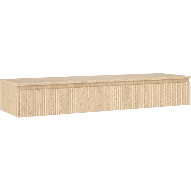 Mexen Rivel szafka łazienkowa podumywalkowa 160 cm z blatem, 1 szuflada, ryflowana , dąb - 91A20-16023-1-BFC81