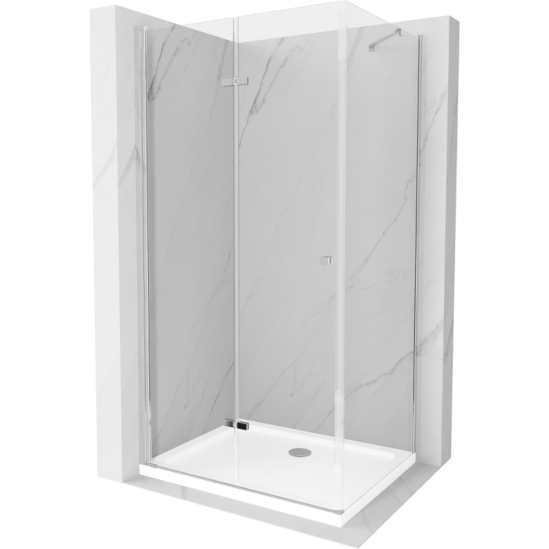 Mexen Lima kabina prysznicowa składana 90 x 80 cm, transparent, chrom + brodzik Flat - 856-090-080-01-00-4010