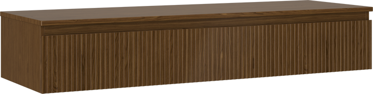 Mexen Rivel szafka łazienkowa podumywalkowa 140 cm z blatem, 1 szuflada, ryflowana , orzech - 91A20-14023-1-BFC86
