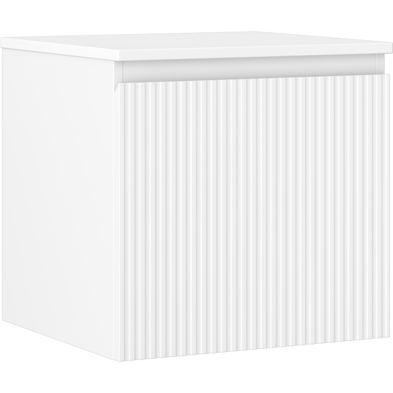 Mexen Rivel szafka łazienkowa podumywalkowa 50 cm z blatem, 1 szuflada, ryflowana , biała mat - 91A20-05047-1-BFC01