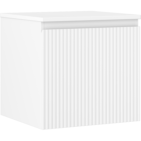 Mexen Rivel szafka łazienkowa podumywalkowa 50 cm z blatem, 1 szuflada, ryflowana , biała mat - 91A20-05047-1-BFC01