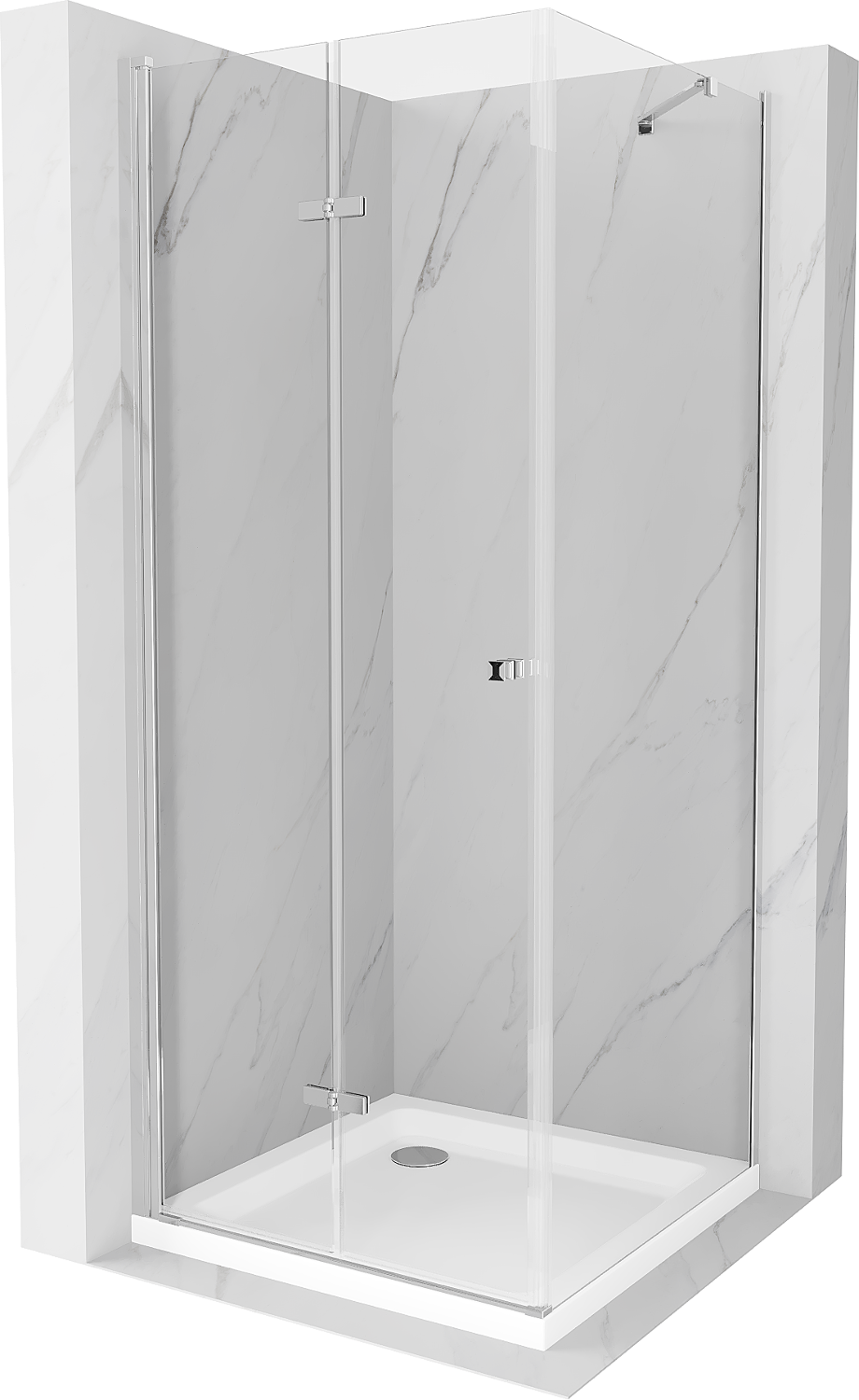 Mexen Lima kabina prysznicowa składana 100 x 100 cm, transparent, chrom + brodzik Flat - 856-100-100-01-00-4010