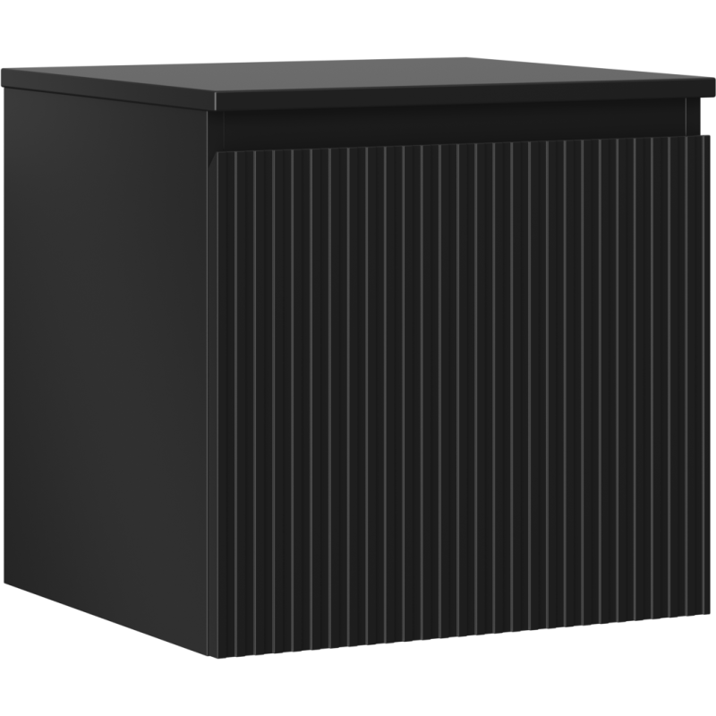 Mexen Rivel szafka łazienkowa podumywalkowa 50 cm z blatem, 1 szuflada, ryflowana , czarna mat - 91A20-05047-1-BFC71