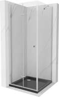 Mexen Lima kabina prysznicowa składana 80 x 80 cm, transparent, chrom + brodzik Flat, czarny - 856-080-080-01-00-4070