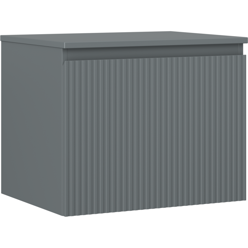 Mexen Rivel szafka łazienkowa podumywalkowa 60 cm z blatem, 1 szuflada, ryflowana , grafit mat - 91A20-06047-1-BFC66