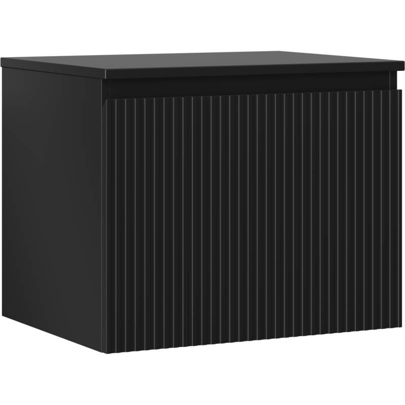 Mexen Rivel szafka łazienkowa podumywalkowa 60 cm z blatem, 1 szuflada, ryflowana , czarna mat - 91A20-06047-1-BFC71