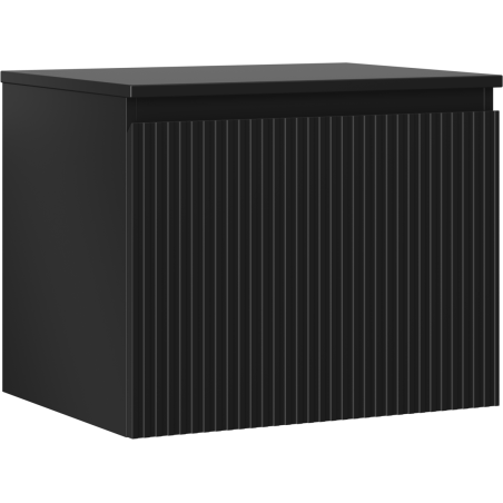 Mexen Rivel szafka łazienkowa podumywalkowa 60 cm z blatem, 1 szuflada, ryflowana , czarna mat - 91A20-06047-1-BFC71