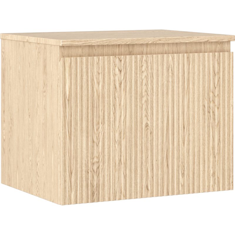 Mexen Rivel szafka łazienkowa podumywalkowa 60 cm z blatem, 1 szuflada, ryflowana , dąb - 91A20-06047-1-BFC81