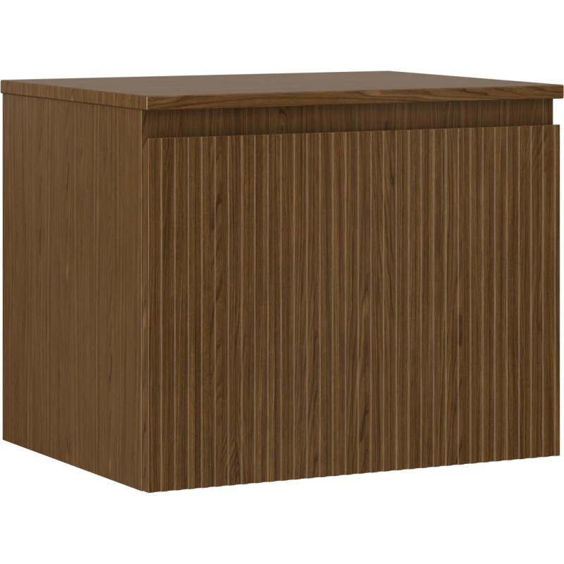 Mexen Rivel szafka łazienkowa podumywalkowa 60 cm z blatem, 1 szuflada, ryflowana , orzech - 91A20-06047-1-BFC86