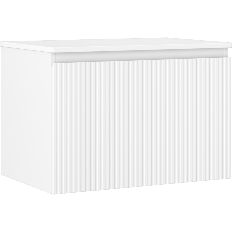 Mexen Rivel szafka łazienkowa podumywalkowa 70 cm z blatem, 1 szuflada, ryflowana , biała mat - 91A20-07047-1-BFC01