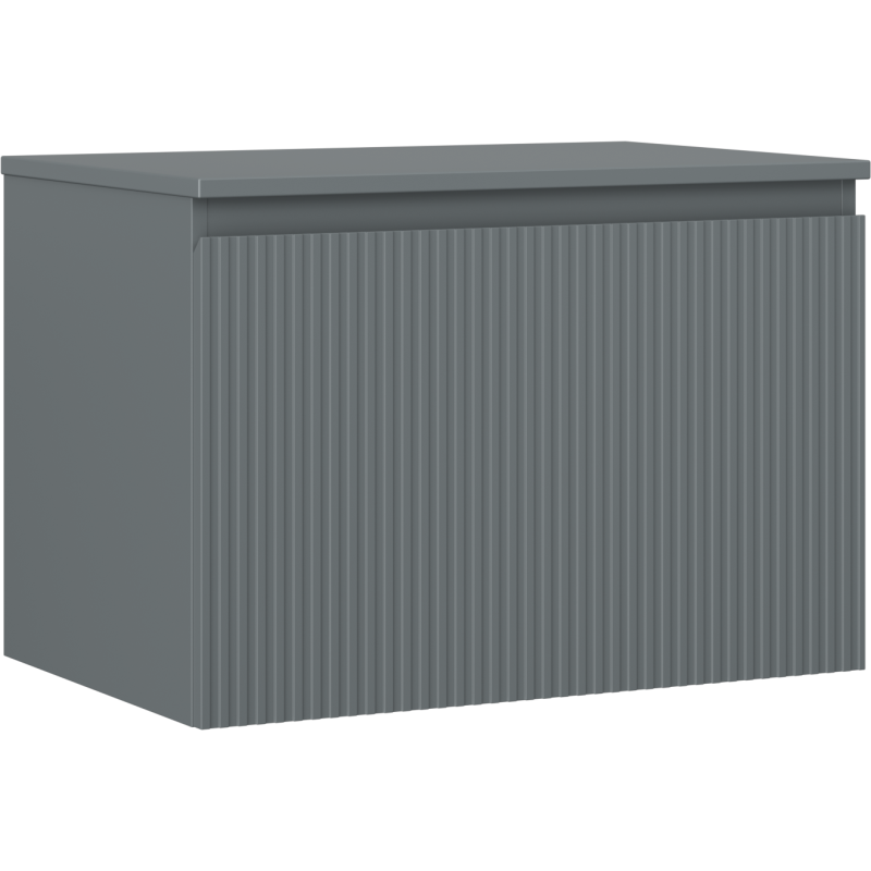 Mexen Rivel szafka łazienkowa podumywalkowa 70 cm z blatem, 1 szuflada, ryflowana , grafit mat - 91A20-07047-1-BFC66