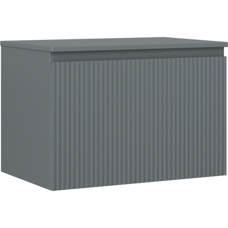 Mexen Rivel szafka łazienkowa podumywalkowa 70 cm z blatem, 1 szuflada, ryflowana , grafit mat - 91A20-07047-1-BFC66