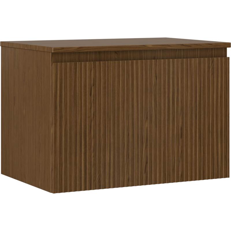 Mexen Rivel szafka łazienkowa podumywalkowa 70 cm z blatem, 1 szuflada, ryflowana , orzech - 91A20-07047-1-BFC86