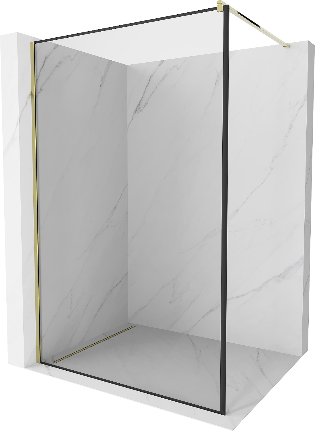 Mexen Kioto ścianka prysznicowa 130 x 200 cm, transparent/czarny wzór 8 mm, złota - 800-130-101-50-70