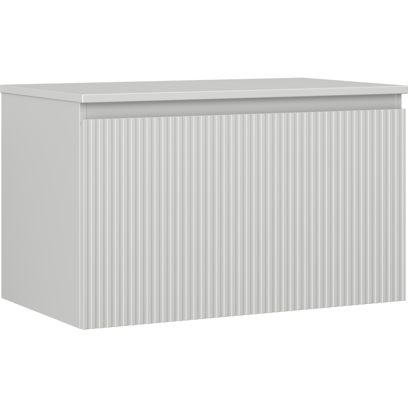 Mexen Rivel szafka łazienkowa podumywalkowa 80 cm z blatem, 1 szuflada, ryflowana , szara mat - 91A20-08047-1-BFC62