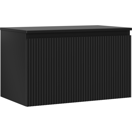 Mexen Rivel szafka łazienkowa podumywalkowa 80 cm z blatem, 1 szuflada, ryflowana , czarna mat - 91A20-08047-1-BFC71
