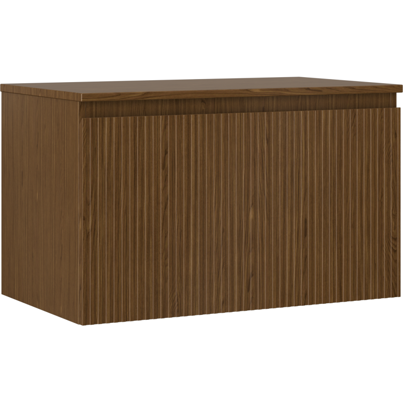 Mexen Rivel szafka łazienkowa podumywalkowa 80 cm z blatem, 1 szuflada, ryflowana , orzech - 91A20-08047-1-BFC86