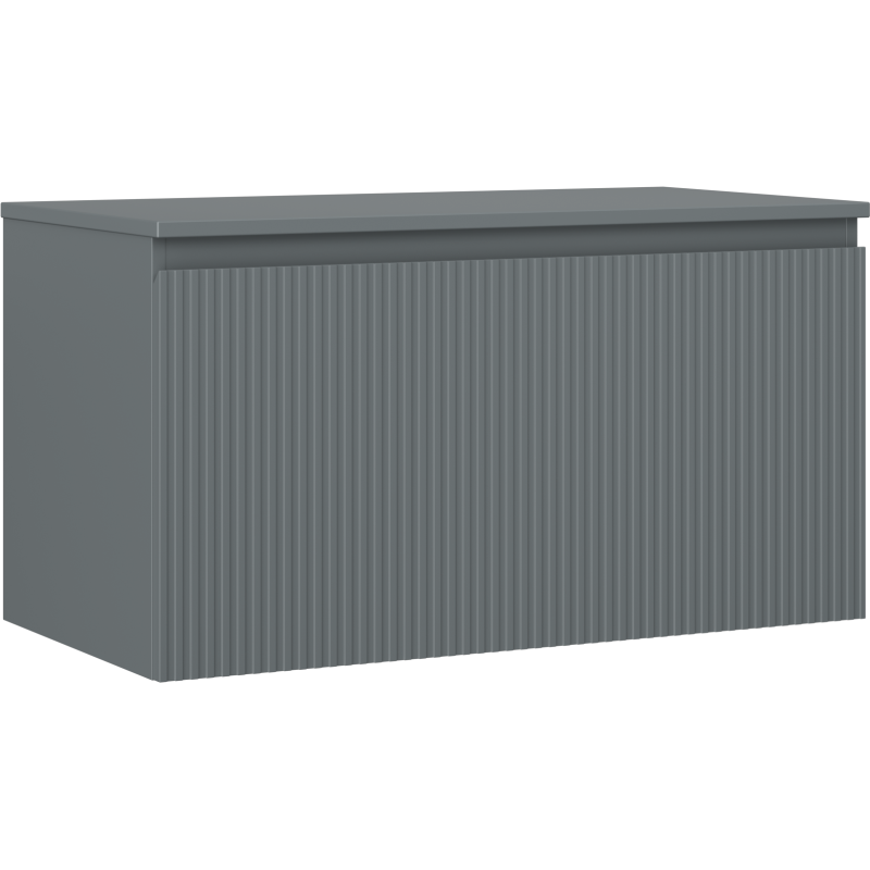 Mexen Rivel szafka łazienkowa podumywalkowa 90 cm z blatem, 1 szuflada, ryflowana , grafit mat - 91A20-09047-1-BFC66