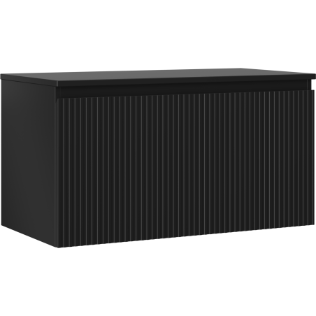 Mexen Rivel szafka łazienkowa podumywalkowa 90 cm z blatem, 1 szuflada, ryflowana , czarna mat - 91A20-09047-1-BFC71
