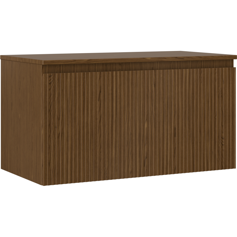 Mexen Rivel szafka łazienkowa podumywalkowa 90 cm z blatem, 1 szuflada, ryflowana , orzech  - 91A20-09047-1-BFC86