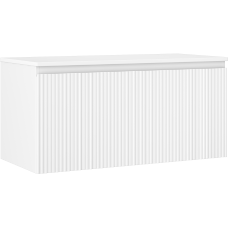 Mexen Rivel szafka łazienkowa podumywalkowa 100 cm z blatem, 1 szuflada, ryflowana , biała mat - 91A20-10047-1-BFC01