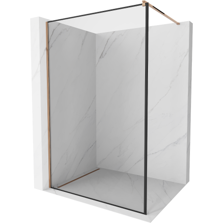 Mexen Kioto ścianka prysznicowa Walk-in 70 x 200 cm, czarna ramka 8 mm, różowe złoto - 800-070-101-60-70