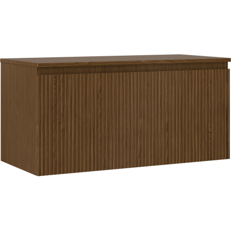 Mexen Rivel szafka łazienkowa podumywalkowa 100 cm z blatem, 1 szuflada, ryflowana , orzech - 91A20-10047-1-BFC86