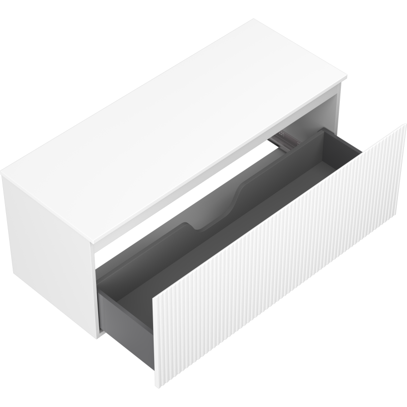 Mexen Rivel szafka łazienkowa podumywalkowa 120 cm z blatem, 1 szuflada, ryflowana , biała mat - 91A20-12047-1-BFC01