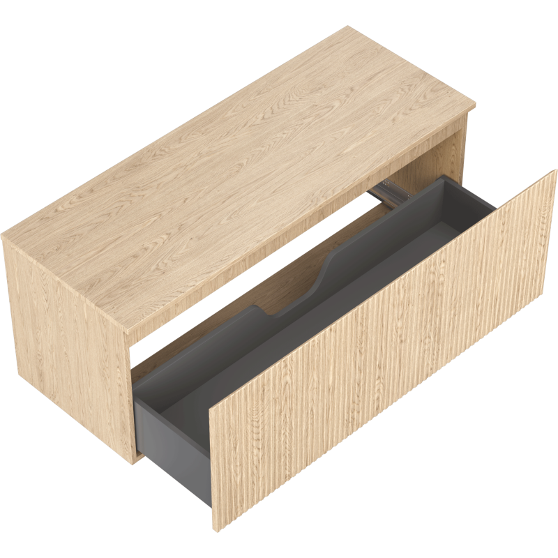 Mexen Rivel szafka łazienkowa podumywalkowa 120 cm z blatem, 1 szuflada, ryflowana , dąb - 91A20-12047-1-BFC81