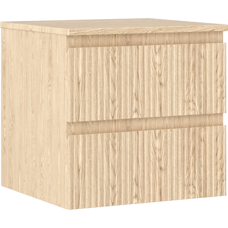 Mexen Rivel szafka łazienkowa podumywalkowa 50 cm z blatem, 2 szuflady, ryflowana , dąb - 91A20-05047-2-BFFC81