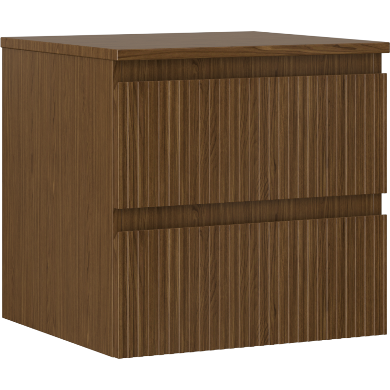 Mexen Rivel szafka łazienkowa podumywalkowa 50 cm z blatem, 2 szuflady, ryflowana , orzech - 91A20-05047-2-BFFC86