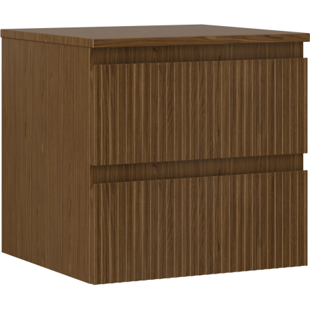 Mexen Rivel szafka łazienkowa podumywalkowa 50 cm z blatem, 2 szuflady, ryflowana , orzech - 91A20-05047-2-BFFC86