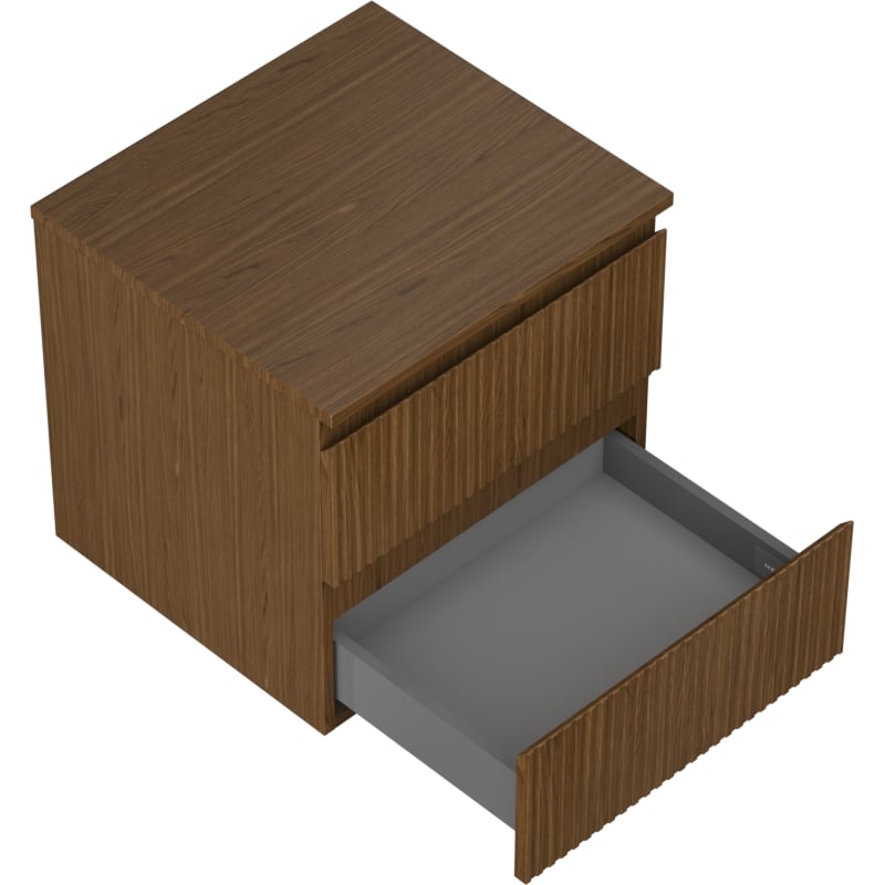 Mexen Rivel szafka łazienkowa podumywalkowa 50 cm z blatem, 2 szuflady, ryflowana , orzech - 91A20-05047-2-BFFC86