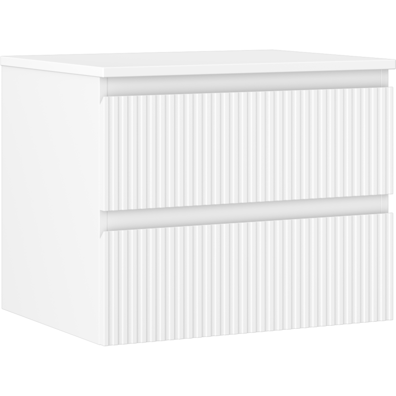 Mexen Rivel szafka łazienkowa podumywalkowa 60 cm z blatem, 2 szuflady, ryflowana , biała mat - 91A20-06047-2-BFFC01