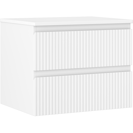 Mexen Rivel szafka łazienkowa podumywalkowa 60 cm z blatem, 2 szuflady, ryflowana , biała mat - 91A20-06047-2-BFFC01