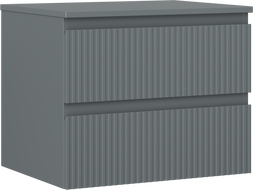 Mexen Rivel szafka łazienkowa podumywalkowa 60 cm z blatem, 2 szuflady, ryflowana , grafit mat - 91A20-06047-2-BFFC66