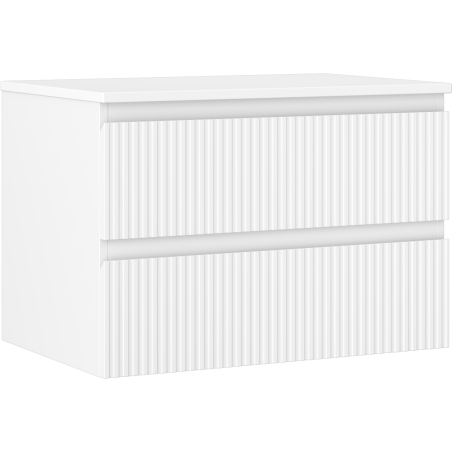 Mexen Rivel szafka łazienkowa podumywalkowa 70 cm z blatem, 2 szuflady, ryflowana , biała mat - 91A20-07047-2-BFFC01