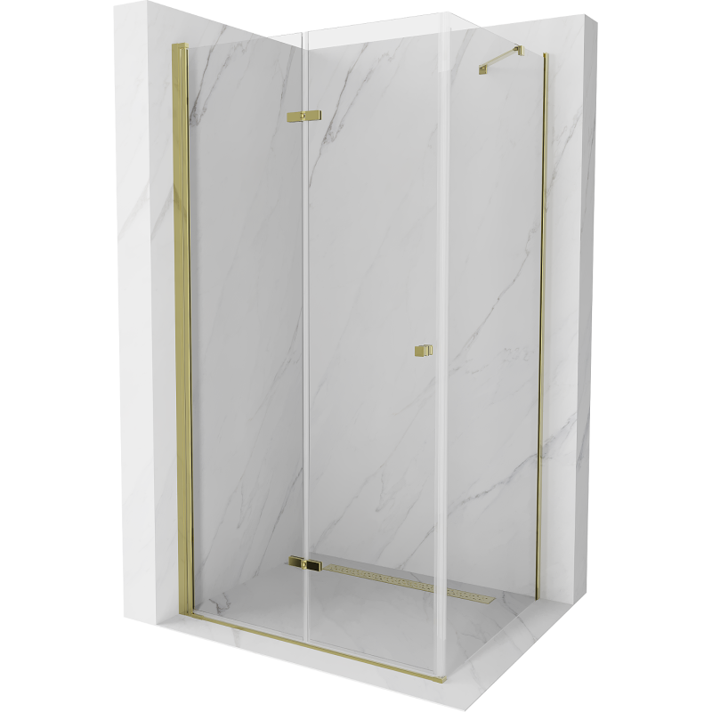 Mexen Lima kabina prysznicowa składana 80 x 90 cm, transparent, złota - 856-080-090-50-00